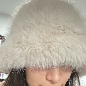 Elegant Cream Fur Bucket Hat